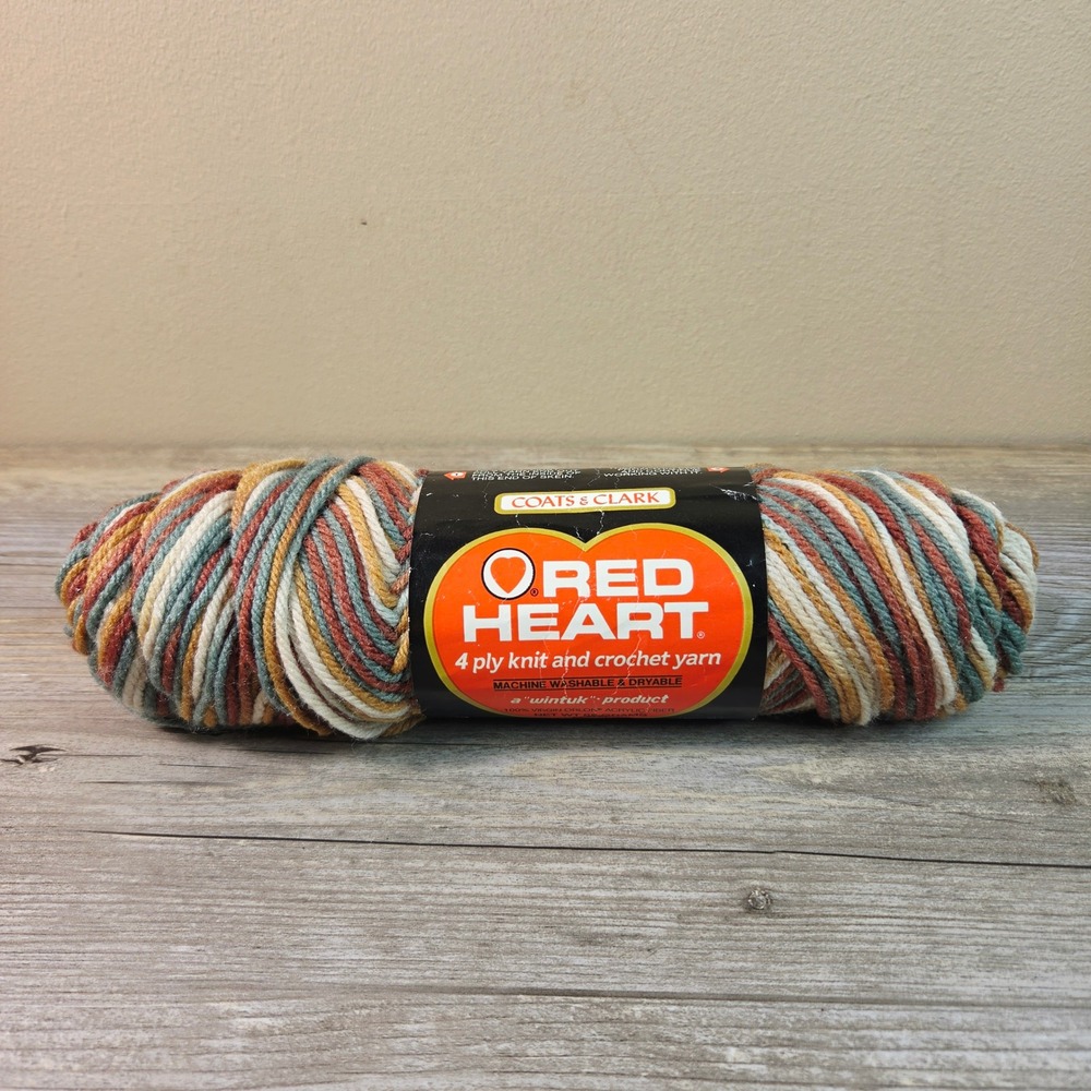 Red Heart Yarn Beachwood 988 Variegated 4 Ply Acrylic Vintage Wintuk New Skein